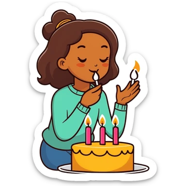 Brown girl  blowing out candles sticker