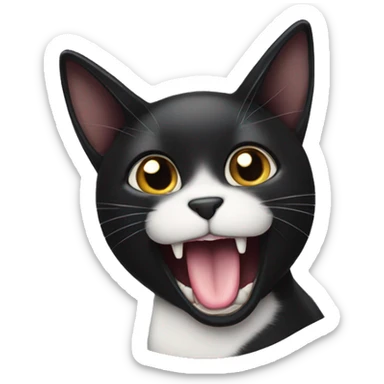 Black cat drooling for food sticker