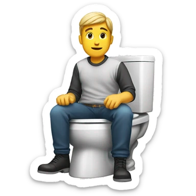 A man sitting on the toilet  sticker