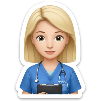 female neurosurgeon in scrubs holding clipboard sticker