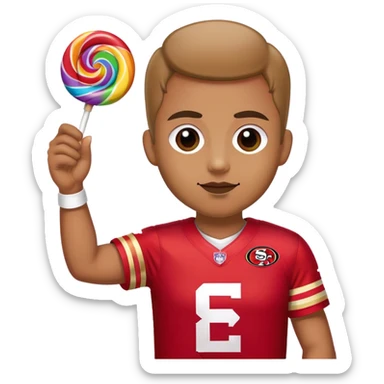 Gay pride 49ers fan licking rainbow lollipop sticker