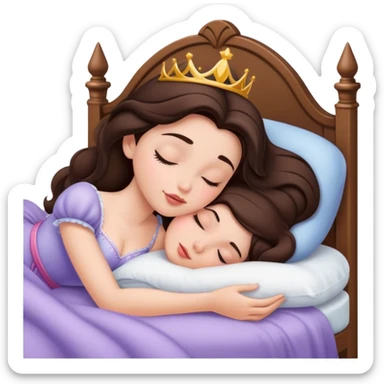 Sleeping brunette beauty princess Disney, bed sticker