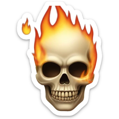 Skull in flames with left eyebrow up sticker