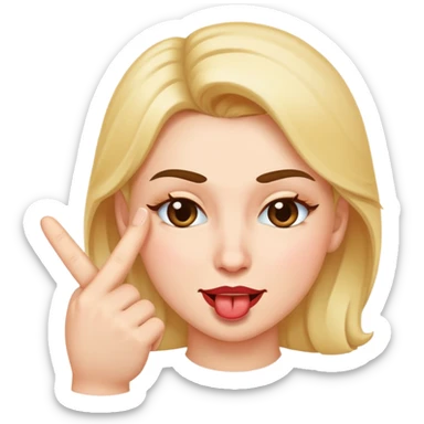 Emoji with one finger in mouth,sassy and winking sticker