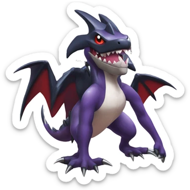 Black Cool Edgy Nargacuga-Garchomp-Noivern Fakémon  with White and Red and purple and black Edgy markings sticker