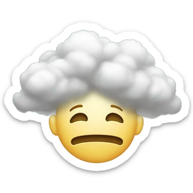 "Head in the Clouds" Emoji: A little face with clouds around its head, as if it were floating in thoughts. It represents being distracted or daydreaming. sticker