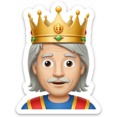 Burger King Crown guy with long grey hair and no facial hair sticker