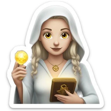 White Girl Wizard holding tarot sticker