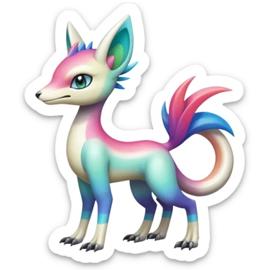 Colorful gradients-colored Meloetta-Sergal-Palkia-hybrid-fusion-Fakémon-creature, full body sticker
