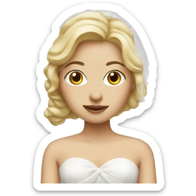 Blonde woman with wedding veil and wedding dress on sticker