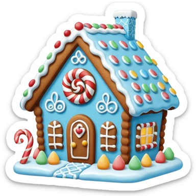 Light blue gingerbread house sticker