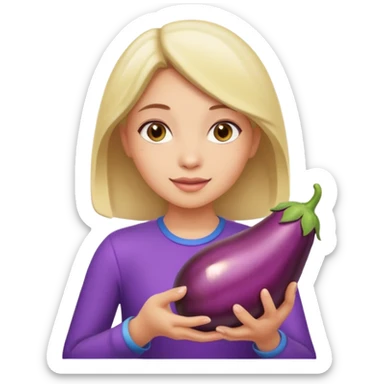 Girl handing over and eggplant * sticker