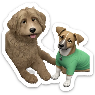 dog on couch in green shirt sticker
