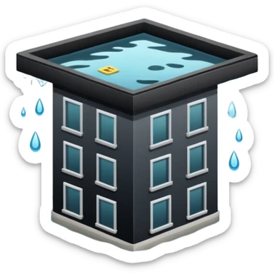 an apartment complex in flood (more than half of the building is underwater) sticker