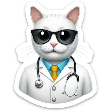 smiling doctor cat wearing dark black sunglasses sticker