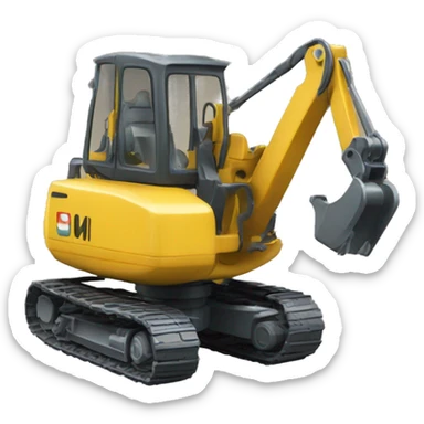 escavadeira hidráulica amarela  sticker