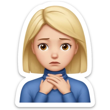 Girl with hands around neck looking upset sticker