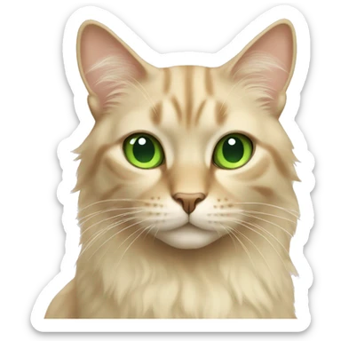 Beige cat with green eyes long hair sticker