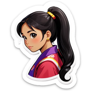 Filipino girl with ponytail long black hair sticker
