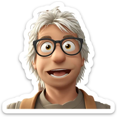 smiling boy with white hair sticker