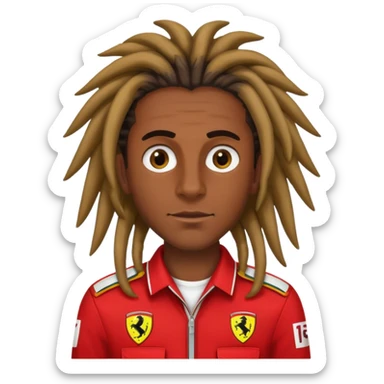 Lewis Hamilton with dreads in ferrari uniform f1 sticker