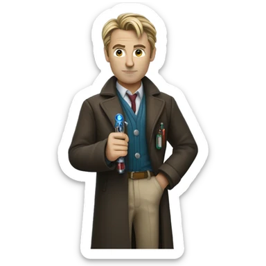 15th doctor holding sonic screwdriver  sticker
