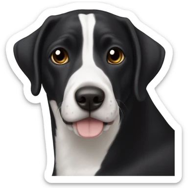 a Geman pointer dog with a dark black coat and white markings (white belly, feet, and tail tip), no black spots on white markings. Head is almost black with small white area on the snout adjacent to the nose. sticker