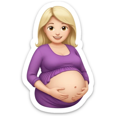heavily pregnant woman with very very large overdue  belly sticker