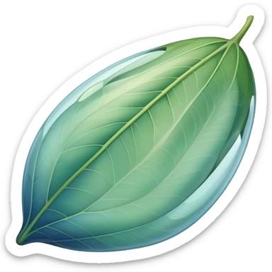 floating cocoon leaf, soft curves, subtle glow, green-blue hues, earth undertones sticker