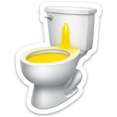 A toilet full of a yellow liquid   sticker