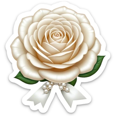 white English rose Benjamin Britten ( flower ) and pearl bow sticker