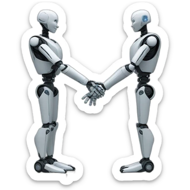 (handshake between a human and a humanoid robot sticker
