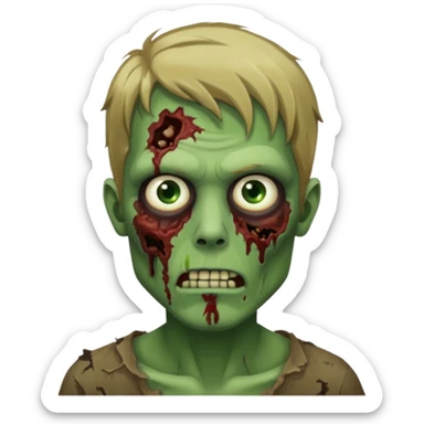 pretty dark blonde hair zombie man with green skin sticker