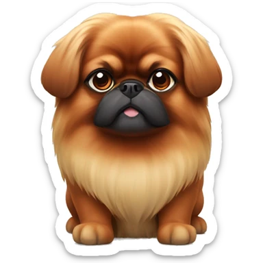 Red Pekingese dog with short ears  sticker