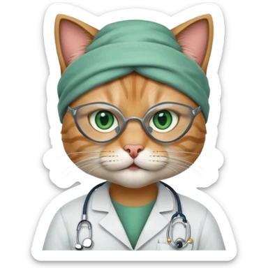 doctor cat, surgeon mask sticker