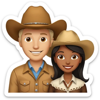 White cow boy and black lady sticker
