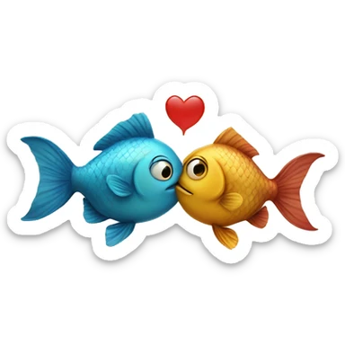Two fish kiss each other  sticker
