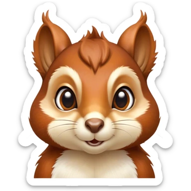 Cinematic Noble Squirrel Portrait Emoji, Poised and regal, with a nimble, agile build and a lush, well-groomed Fur of rich auburn and cream, deep-set soulful bright eyes, Simplified yet sharp and sophisticated features, highly detailed, glowing with a soft, dignified glow, high shine, intelligent and spry, stylized with an air of woodland charm, focused and attentive, soft glowing outline, capturing the essence of a watchful and confident rodent, so majestic it feels as though it could scamper out of the screen with effortless authority! sticker