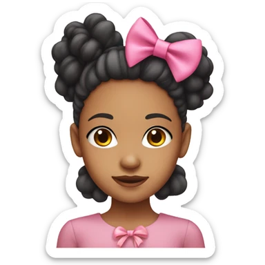Mixed race girl with a pink bow sticker