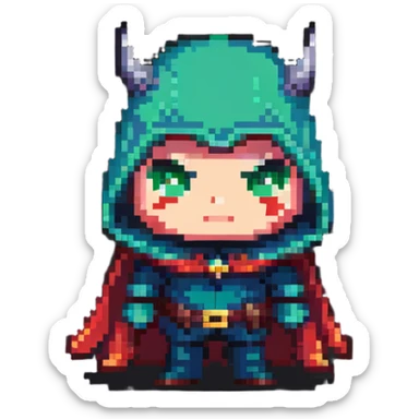 chibi villain character with evil cape sticker