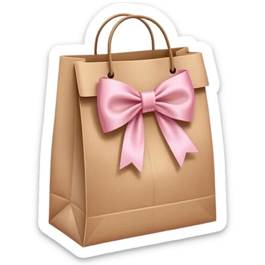Brown bag with pastel pink bow sticker