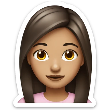 girl with dark brown and soft highlights straight hair portrait sticker