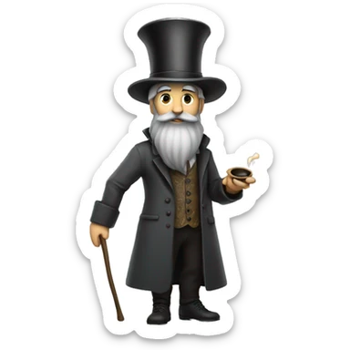 a magician with gray hat and long beard also with smoking a pipe sticker
