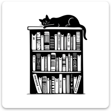 Cozy bookshelf filled with books of different sizes and colors sticker