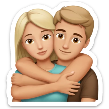 Caucasian people hugging each other, friendship, warm embrace sticker