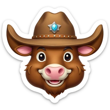 friendly anthropomorphised bull head sticker