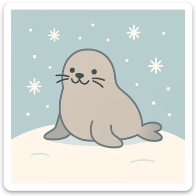 Flat design style seal in the snow sticker