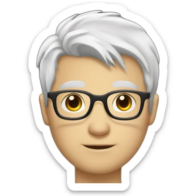 Plump low-haired white-haired boy with round glasses sticker