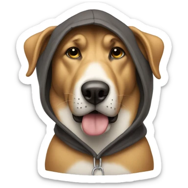 Big dog wearing a hood sticker