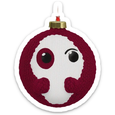 Wine red round knit Christmas ornament  sticker